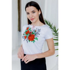 Біла жіноча вишита футболка вишиванка Моніка розмір M