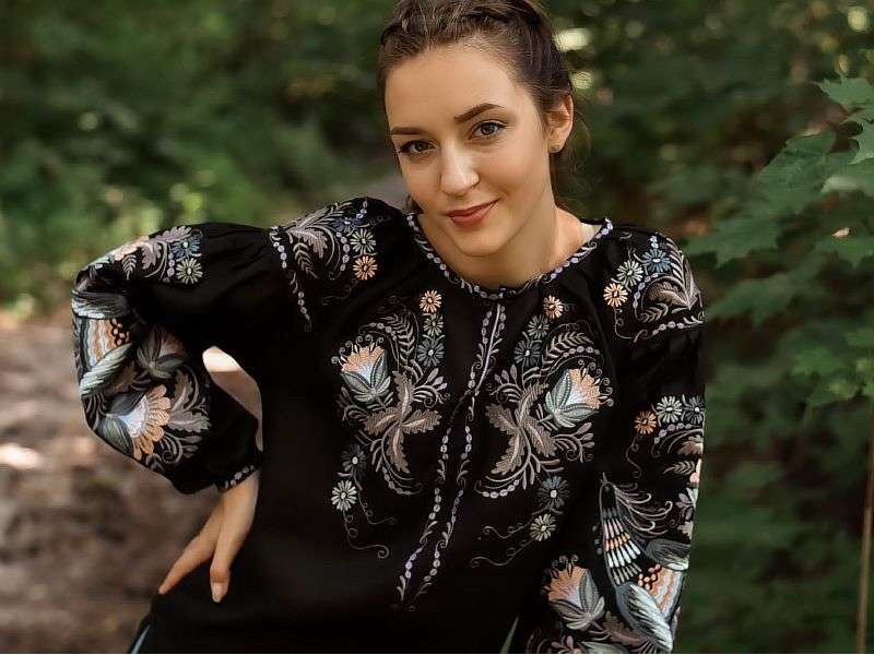 Black embroidered women's shirts