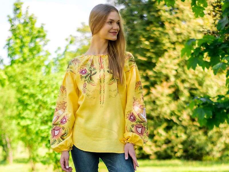 Women's yellow embroidery shirt - the best summer choice!