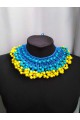 Necklace woven yellow-blue