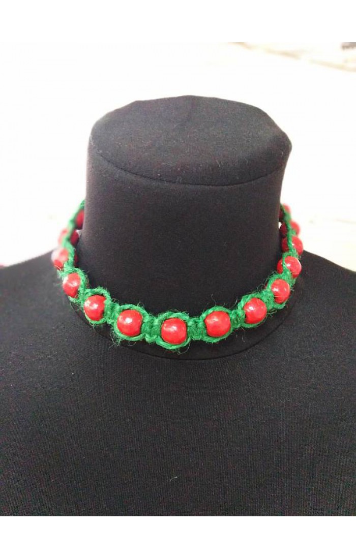 Ожерелье джутовое зеленый