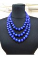 Triple wooden necklace blue, blue