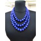 Triple wooden necklace blue, blue