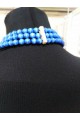 Triple wooden necklace blue, blue