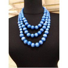Triple wooden necklace blue, blue