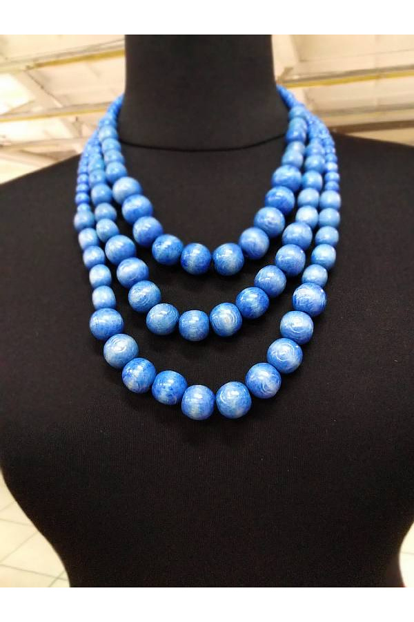 Triple wooden necklace blue blue
