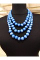 Triple wooden necklace blue, blue