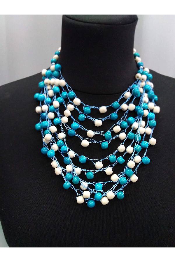 Blue spider web necklace