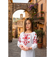 Marichka blouse for a girl with red embroidery