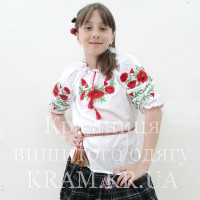 Poppy dew, embroidered shirt for girls