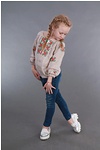Embroidered shirt for a girl made of beige linen Nadia, 128 см