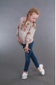 Embroidered shirt for a girl made of beige linen Nadia, 128 см