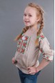 Embroidered shirt for a girl made of beige linen Nadia, 128 см