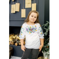 Купити Daisy, blouse for girls with white satin stitch embroidery  в Крамниці вишитого одягу