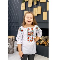 Marinka, a blouse for a girl with white embroidery