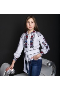 Блузка для дівчинки на льні з вишивкою Юліанка