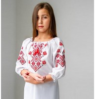 Marichka, blouse for a girl with red embroidery