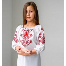 Маричка, блузка для девочки с красной вышивкой