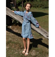 Вишиванки плаття для дівчаток з квітковим орнаментом на довгому рукаві