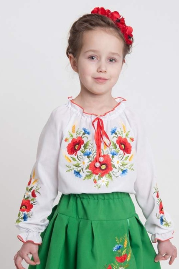 Вишиванка для дівчинки Маки-колоски