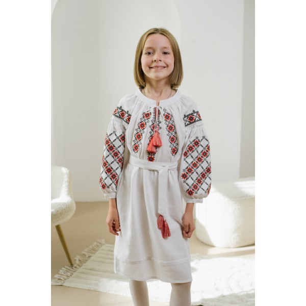 White embroidered dress for a girl 