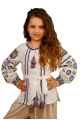 Embroidered shirt for girl Olesiia (white with blue)