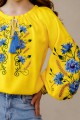 Yellow embroidered shirt for a girl with a blue ornament Vasylinka