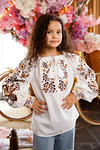 Embroidered shirt for a girl “Vasylysa” in white with brown