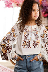 Embroidered shirt for a girl “Vasylysa” in white with brown