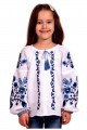 Embroidered shirt for a girl "Ptashka", blue embroidery.