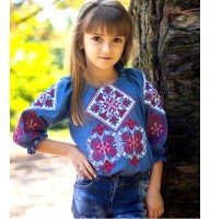 Girl's Embroidered Shirt (Red and White) Hoverla