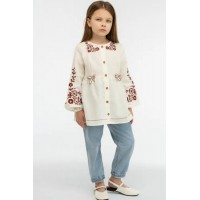 Вишиванка-туніка для дівчинки з молочного льону Слава