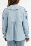 Embroidered tunic for a girl made of blue linen Solya
