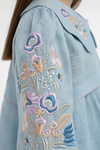 Embroidered tunic for a girl made of blue linen Solya