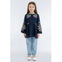 Вышитая туника для девочки из белого льна Стася