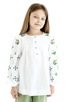 Embroidered shirt for a girl made of white semi-linen Jasmine