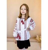 Embroidered shirt for girl Olesiia (white with red)