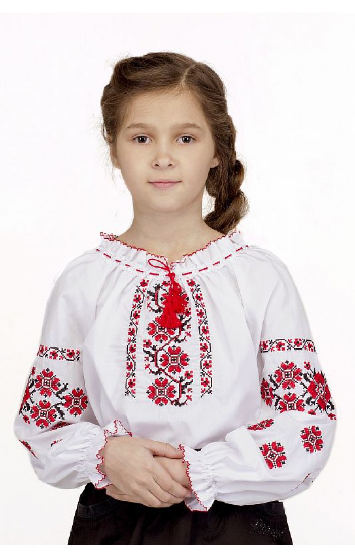 Mouth, blouse with embroidery on the shirt
