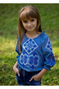 Вишиванка для дівчинки, синя вишивка  Говерла