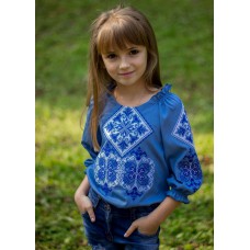 Hoverla, embroidered shirt for a girl (blue and white)