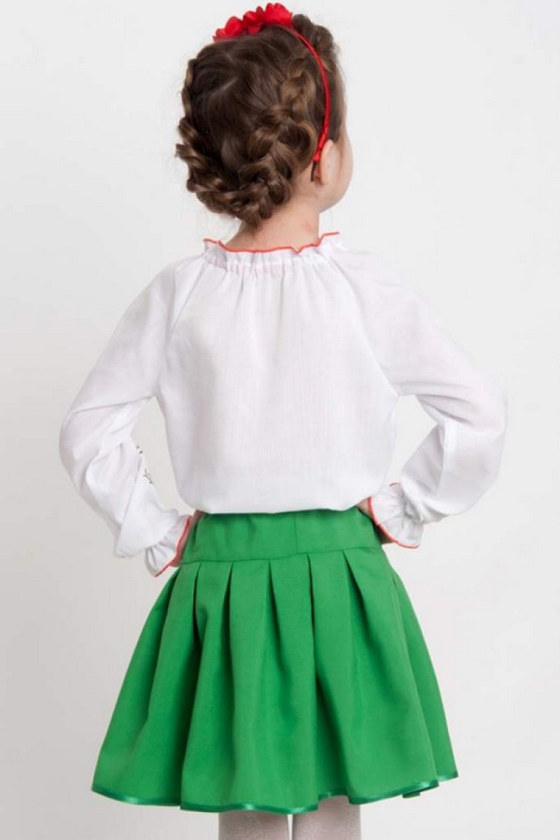 Спідниця для дівчинки зелена з маками, розмір 128