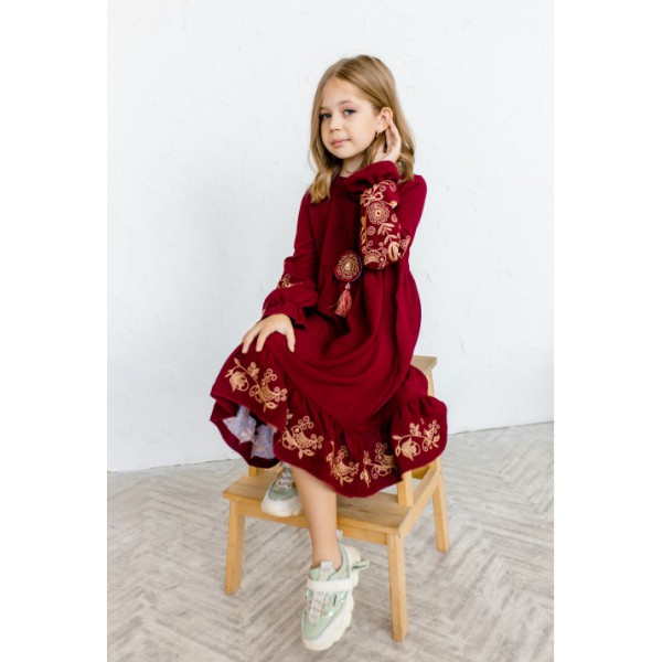 Dress embroidered shirt for a girl, cherry Elia