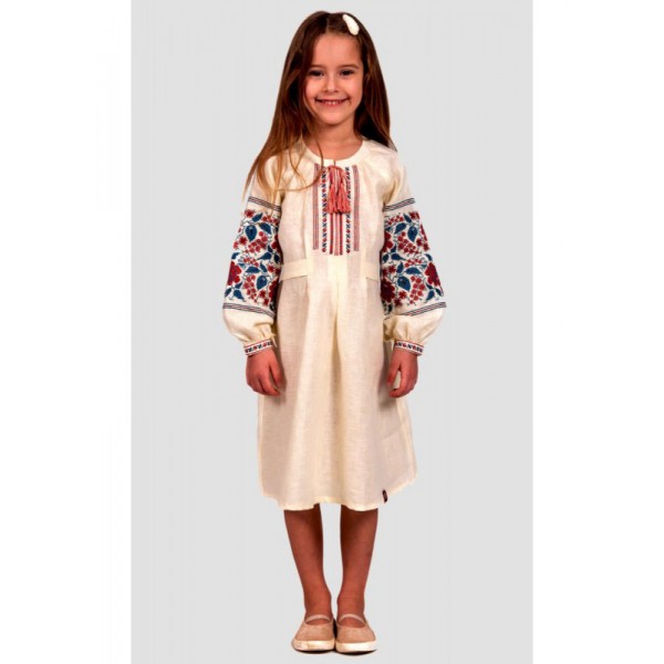 Solomia. Milk embroidered dress for a girl