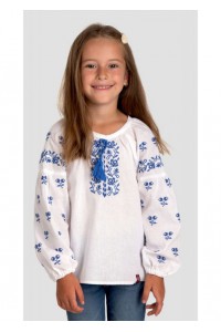 Rozana, blue embroidered shirt for a girl