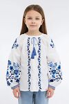 Вишиванка для дівчинки Пташечка вишивка синя, 152