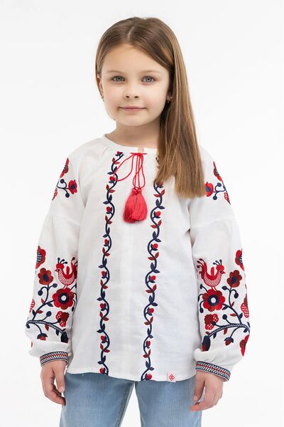 Вишиванка для дівчинки Пташечка вишивка червона