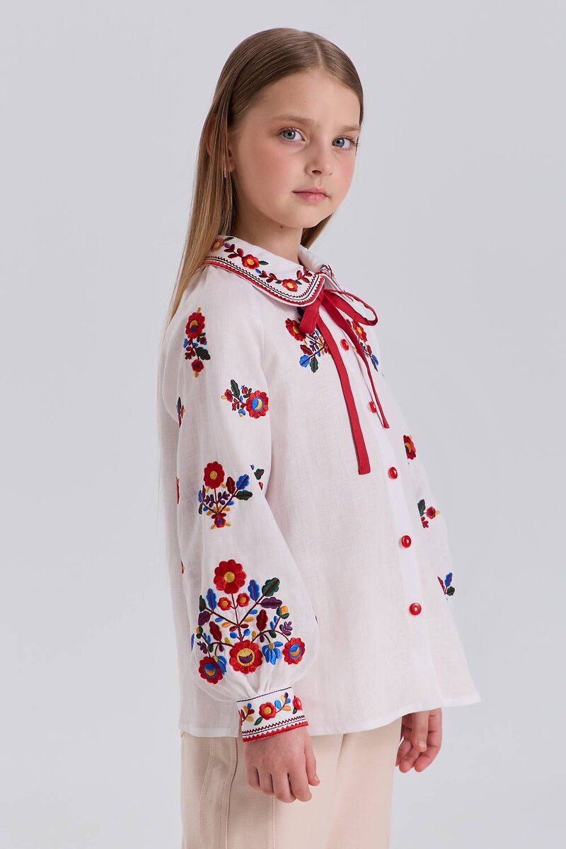 Вышиванка для девочки Яворовская белая