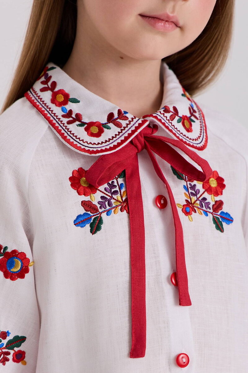 Вышиванка для девочки Яворовская белая