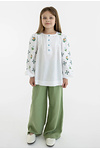 Embroidered shirt for a girl made of white semi-linen Jasmine