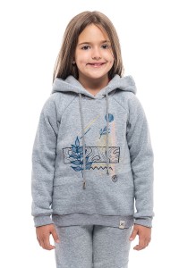 Abstraction, winter sweatshirt for a girl with a hood, decorated with embroidery